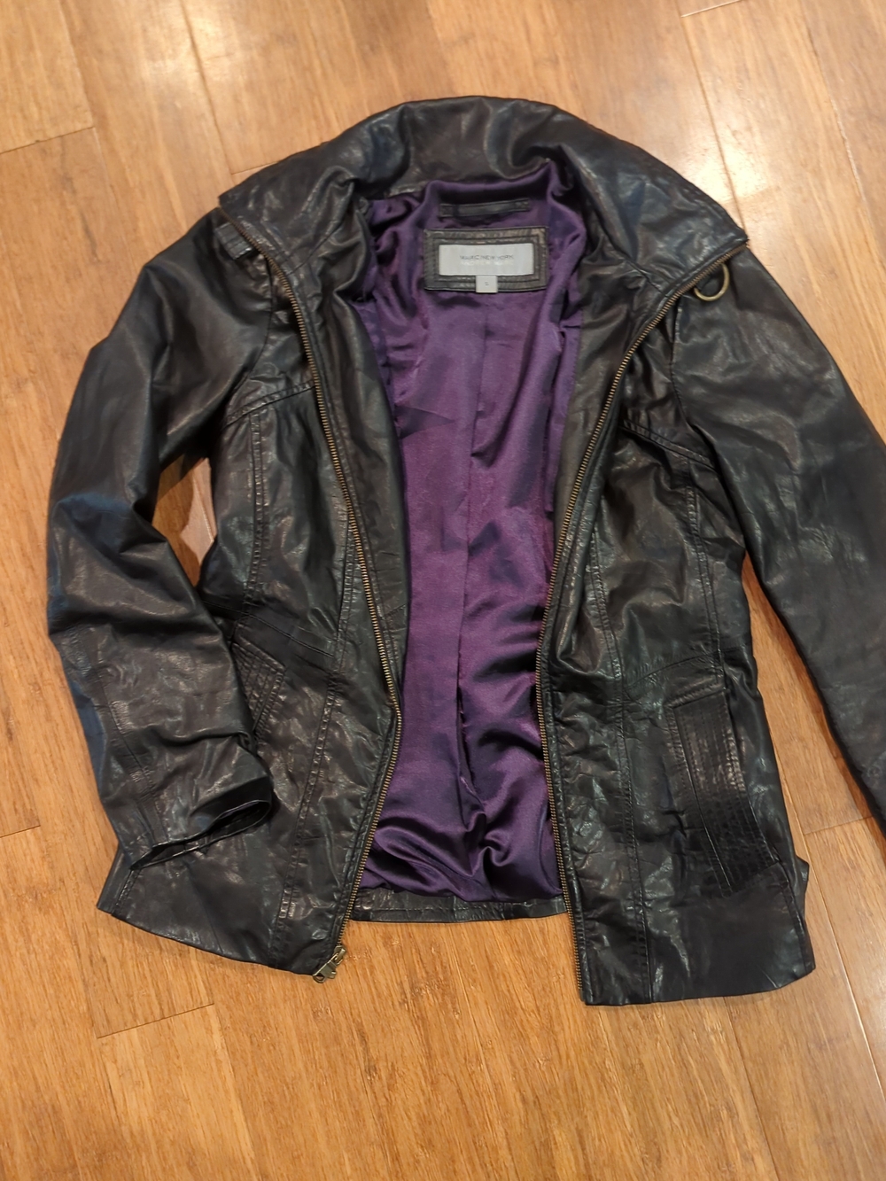 Marc New York Buttery Soft leather Jacket Women’s Sm Black With Purple Lining